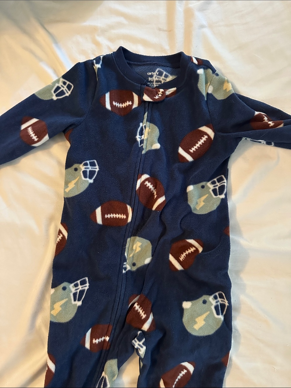 Carter's Navy Football & Helmet Fleece One-Piece